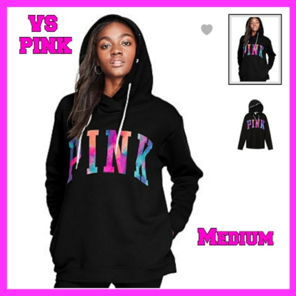 PINK Victoria's Secret Jackets & Blazers - VS PINK Black Hoodie💥Watercolor💥S/OUT EDITION